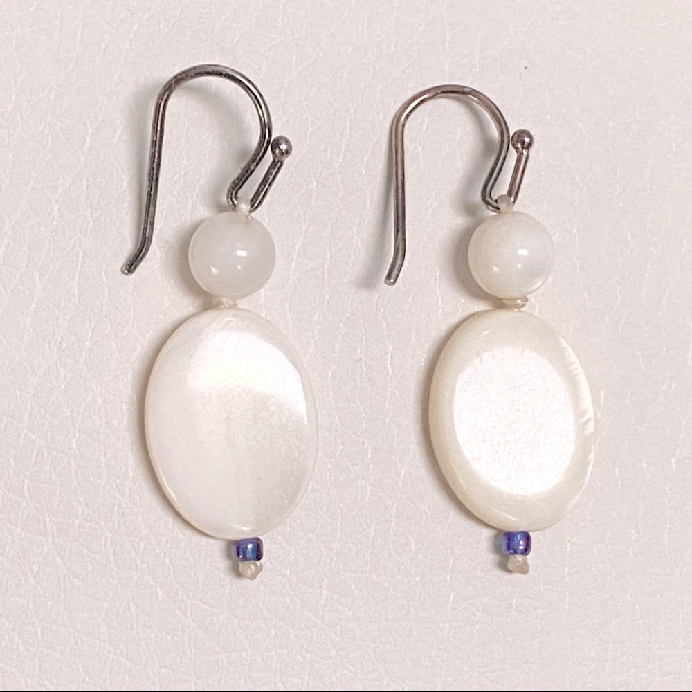 STERLING SILVER and Mother of Pearl Dangling Earrings